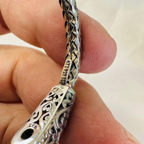 Sterling Silver 925 Mystic Topaz Hinged Bangle Bracelet Pierced Scroll Design - Picture 6 of 8